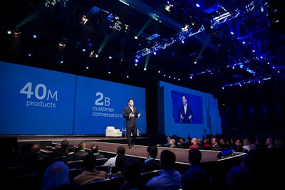 As a new feature this year, Dell incorporated 3-D projection mapping into videos and transitions during the three keynote sessions.