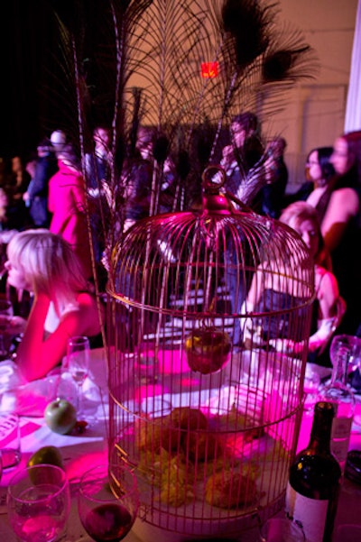 Foie gras- and mushroom-stuffed quails were served from gilded birdcages decorated with peacock feathers. The coops became the centerpieces for the tables, and the plumage made its way into guests' outfits.