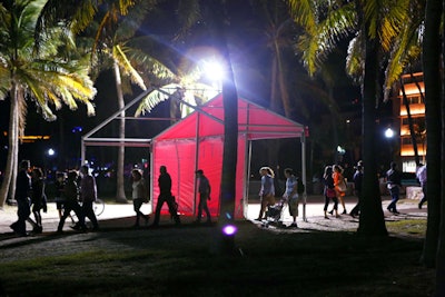 The one-dimensional tent also marked the pathway leading to the main entrance of Untitled.