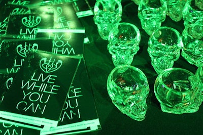 Boston's Emerald Lounge at the Revere Hotel hosted a zombie-themed fashion show this year. Spooky swag included skull-shaped shot glasses from Crystal Head vodka.