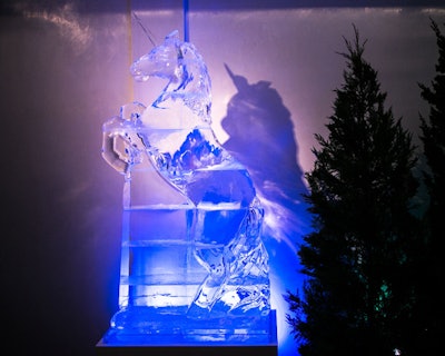 At the entrance to the Americas Society, guests met a unicorn-shaped ice sculpture. 'Originally, the ice sculpture was going to be of a horse, but a unicorn had a more whimsical element to it,' said Owen Davidson, principal at AO Production.