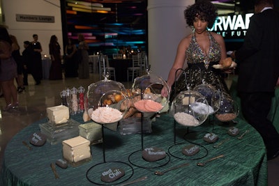 The interactive salt-and-pepper station at the Museum of Science & Industry's Black Creativity gala also offered rolls and lavender-honey, herb, and garlic butters.