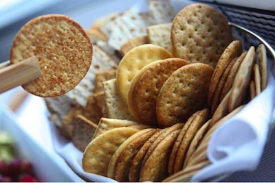 A close-up of the snacks