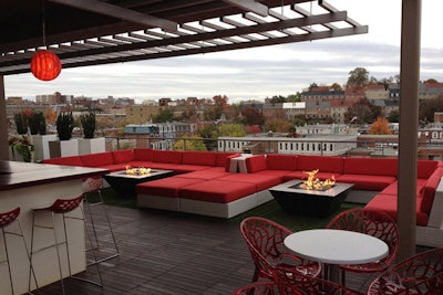 Adams Morgan view with fire pits and sectional sofas