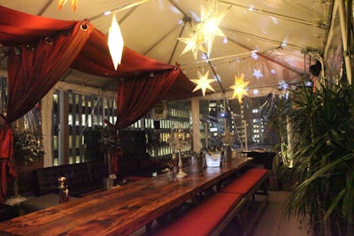 In New York, the Sanctuary Hotel's Haven Rooftop has been turned into a ski chalet for the winter season. Available for private events, the fully tented, heated space comes complete with new seasonal drinks, such as peppermint hot cocoa spiked with Bailey's, and a menu of hearty, savory dishes. Revelers also have the option to take a 'ski shot'—four signature shots to share with friends—off of an actual ski.