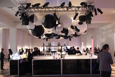 At the Whitney Museum of American Art’s annual Art Party in New York, producers MKG hung black and white lanterns over the main bar.