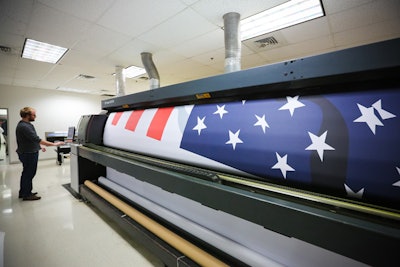Hargrove’s large-format printer prints 16-foot-wide graphics for the inauguration.