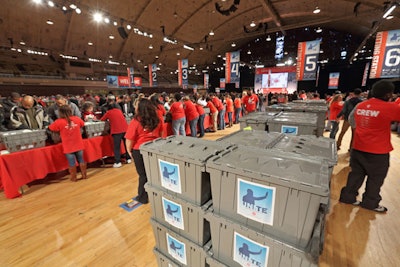 The kits were loaded immediately onto semitrucks and driven to Operation Gratitude in California. The quick move-out helped clear the space, which was used for other inauguration-related events over the weekend.