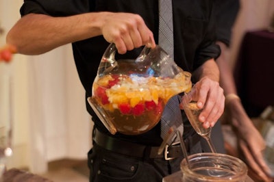 A specialty white sangria cocktail was served to guests.