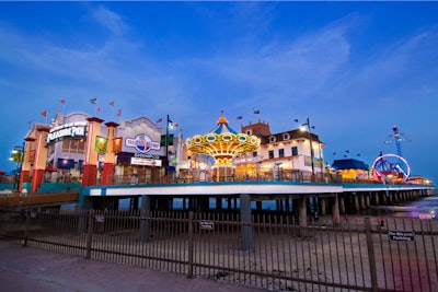 Galveston Island Historic Pleasure Pier, a new amusement park built on the site of the original 1943 Pleasure Pier, opened in May. The $60 million complex stretches 1,130 feet out into the Gulf of Mexico and includes a roller coaster, 15 other rides, and a Bubba Gump Shrimp Company restaurant. The pier has several spaces available for corporate picnics and meetings, as well as after-hours events.