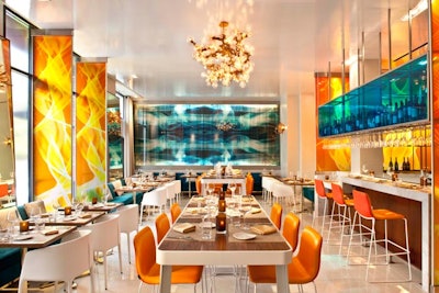 Serving up a menu of Latin-influenced small plates, Kelvin opened at the W San Diego hotel in the Gaslamp district in July. Bright colors, playful wall art, and intricate lamp fixtures set a festive atmosphere. The restaurant is available for buyouts, with seating for as many as 116, including on the patio.