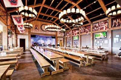 Victory Beer Hall in Philadelphia combines traditional beer-hall style with state-of-the-art audiovisual capabilities.