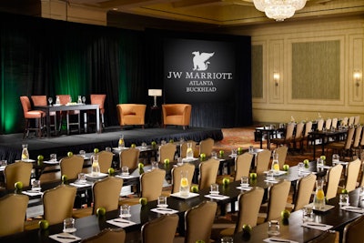 One of the ritziest local properties, the JW Marriott Atlanta Buckhead recently completed a $12 million renovation that overhauled its 37 guestrooms and added 2,300 square feet of meeting space adjacent to the on-site restaurant, Nox Creek Southern Grill. Meeting space capacity now totals more than 22,000 square feet.
