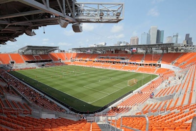 The Houston Dynamo soccer team’s new 22,000-seat home, BBVA Compass Stadium, opened in May. Set in downtown’s East End neighborhood, the stadium is available for concerts, festivals, and other events. It includes a 5,000-square-foot stage, 25- by 40-foot LED video board, and 35 suites.