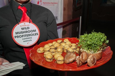 The signage for the wild mushroom profiteroles bore the warning 'contains walnuts.'