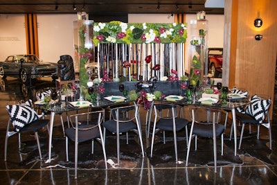 La Boheme Events' tabletop came in fourth place and included moss-covered geometric shapes housed inside clear acrylic boxes.