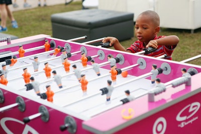 Foosball tables were branded with the Target and Champion C9 logos. Even the players wore orange and gray—colors from the current collection.