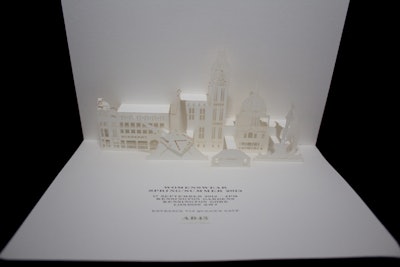 For his spring 2013 Burberry Prorsum show, designer Christopher Bailey celebrated the skyline of London—both the brand’s home base and where it stages its shows—by recreating it in laser-cut pop-up form.