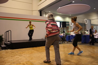 Local Zumba instructors provided 20-minute workouts four times a day.