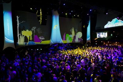 Microsoft’s IE9 launch at SXSW: Video-mapping technology converted the Austin City Limits Studio into an interactive, virtual forest.