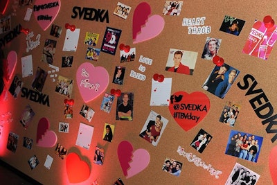 The 'love board' held hearts with the event's Twitter handle and hashtag.