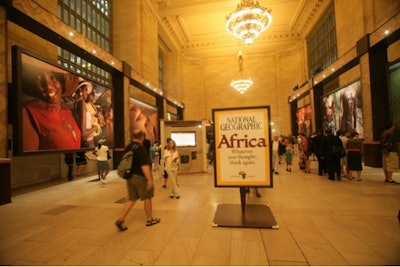 National Geographic magazine: Giant “Africa” photo exhibition in Grand Central Terminal. Folio: Best Magazine Event of the Year.