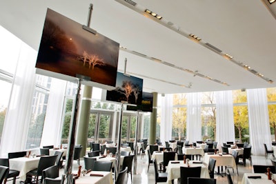 A two-story glass-walled space with skyline views, the midtown bistro Olmstead opened in September. The menu offers daily fresh-caught fish and upscale takes on classic sandwiches. Options for private and semiprivate events include audiovisual and branding capabilities, with seating for as many as 350.