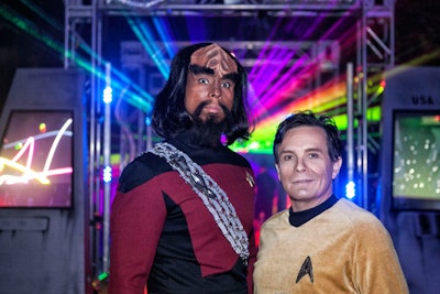 Five costumed characters—including Worf and Captain James T. Kirk—mingled with guests.