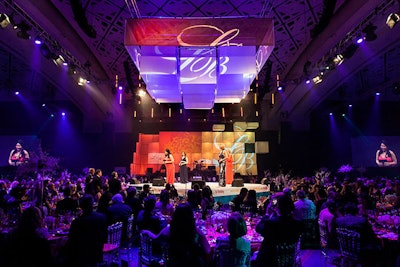 Hargrove set up the main stage in the center of the dinner tables to make the expansive convention center space seem more intimate.