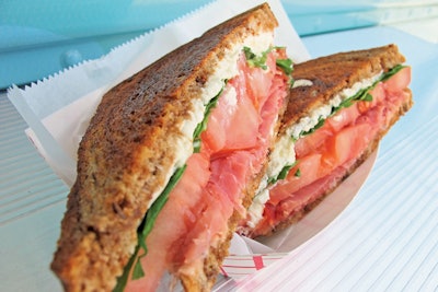 Miami’s Ms. Cheezious brings its crisp grilled sandwiches, like the Crabby Cheese Melt and goat-cheese-and-prosciutto, to meetings for $12 to $15 per person. Minimums are based on the time and location of the event.