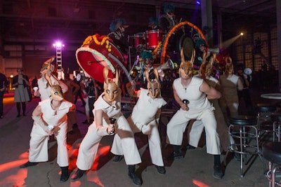 The rabbits reappeared later to dance to beats from the bird-drummers.