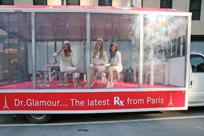 In 2007, Bourjois Paris spread the word about its new Docteur Glamour line by creating a beauty ambulance of sorts. A vehicle with glass sides served as the setting for prearranged appointments with beauty editors outside the offices of several large magazine publishing companies.