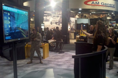 For presentations, such as one at a military conference, the speaker can control a slide show just by moving his or her hand in the air. Since gesture technology can work from up to eight feet away, it provides a better view for onlookers than a touchscreen presentation where the speaker must stand close to the screen.