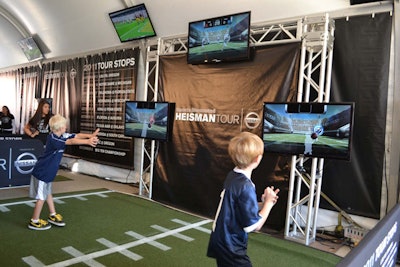 For the Sports Illustrated Heisman Tour, sponsored by Nissan, Brightline Interactive created a two-person game where players tried to complete the most football passes in one minute.
