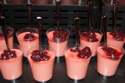 Edgar Bar and Kitchen served small cups of white chocolate cherry panna cotta topped with dark cherries.