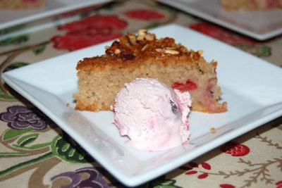 For dessert, Founding Farmers sliced up a cherry cake with almond and brown-sugar crumble topped with cherry ice cream.