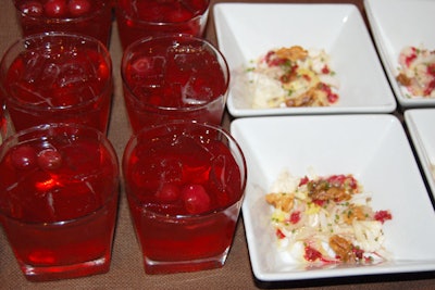 Boqueria paired a cherry-lime sangria with bowls of pickled cauliflower, endive, cherry, Valdeón cheese, and walnut salad.