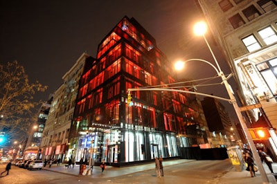 Red was also the dominant hue at the launch of Beyoncé Heat in 2010, noticeable from the lights that emanated from the New York venue. Coty's marketing team decided to create a public spectacle out of the intimate press conference and after-party—held at 15 Union Square—by making no secret about what was going on inside.