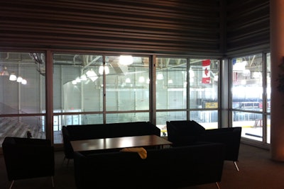 The Mezzanine also offers private lounge space with views of the ice rinks