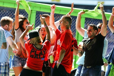 Marlins Fans celebrate a win at Clevelander Marlins Park