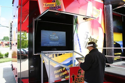 Brightline Interactive created a game called “Fix the Tired” for 5-Hour Energy. Players sweep their hands across an iPad to virtually throw one of the bottled drinks onto a large screen, aiming to hit some of the tired-looking people in the scene. As the bottle hits them, they wake up. 5-Hour Energy is using the activity at Nascar events, marathons, and state fairs. The technology includes an administrative tool that provides the brand with engagement statistics. Brightline also adapted it into a free mobile app.