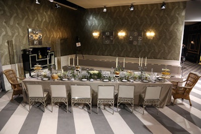Bureak Betak designed and furnished the entire venue, decorating it like a dream apartment full of the party elegance of 1970s Paris. That included a dining room, which boasted everything from real china to fresh flower centerpieces.