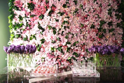 Bulgari focused the visuals of a 2007 launch on natural ingredients by filling the New York event with fragrant greenery and pretty blossoms. The luncheon for the Omnia Amethyste fragrance saw garden roses in hanging birdcages, a Lucite tasting bar filled with wood chips and balsa wood, and a wall of pink damask roses that gave off a subtle aroma.