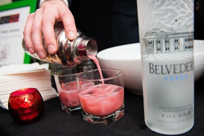 Hotel Sofitel's Le Bar served a Pink Fog martini made with vodka, lemon, cherry puree, egg whites, and a dash of ginger beer. Chandon-sponsored bars served a signature cocktail of rosé poured over a dollop of lemon sorbet and garnished with a lemon wedge.