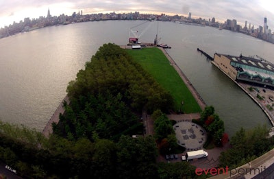 Overhead view of the Pier and stage set up