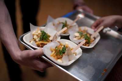 2nd Floor supplemented the innovative snack with passed hors d'oeuvres, including mini plates of poutine.