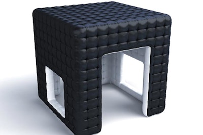 Blueprint Studios introduced a 20-foot-tall inflatable structure dubbed the Hypercube. Available for national and international delivery, the black-and-white cube can be used as shelter from the sun at an outdoor event and rents for $1,800.