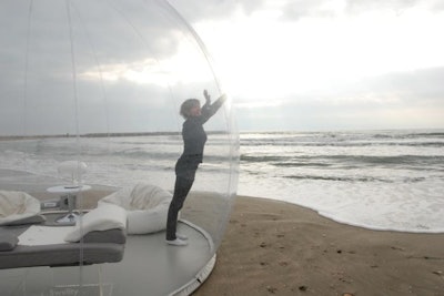 CasaBubble rents inflatable, modular spheres for events. Envisioned by French designers Frédéric Richard and Pierre-Stéphane Dumas, the transparent, pressurized bubbles can be used as V.I.P. areas, pop-up shops, dining spaces, and more in outdoor environments. There are five different models and the structures come with a wooden floor. Solar cells and battery equipment are also available.