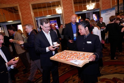 On the first day of the conference, passed breakfast selections included smoked salmon on miniature bagels.