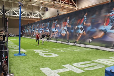 Under Armour, a sponsor of the N.F.L. Scouting Combine for prospective players, invited fans to test themselves in the same drills at the Super Bowl N.F.L. Experience this year. Fans who ran the 40-yard 'Run to Daylight' dash were timed, with the fastest daily participant awarded prizes. Participants wore R.F.I.D. bracelets to sign up for the activities, which allowed them to share their times on social media networks as well as enter a drawing for two tickets to the big game.